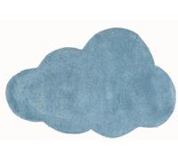 Tapis enfant 90x160 forme originale fait main en coton bleu NUAGE 1
