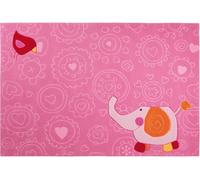 Tapis enfant 90x160 rectangle fait main en acrylique rose HAPPY FIL