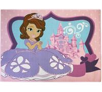 Tapis enfant 95x133 rectangle tissé rose motif princesse SOFIA C