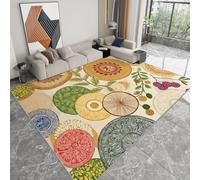 Tapis Enfant Adulte Cercle L’Égypte Géométrique Plantes Feuilles 120 x 180 cm Antidérapant Poil Court Tapis, Beige Résistant Doux Moquette pour Salon Chambre à Coucher Cuisine