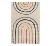 sweeek - Tapis Enfant Arc-en-Ciel 120x170cm. Tapis intérieur crème et Multicolore. Poils Longs Shaggy