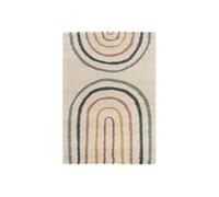 Tapis enfant arc-en-ciel 120x170cm tapis intérieur crème et multicolore poils longs shaggy