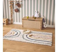 sweeek - Tapis Enfant Arc-en-Ciel 120x170cm. Tapis intérieur crème et Multicolore. Poils Longs Shaggy