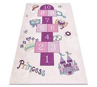 Tapis Enfant Bambino pour Chambre de bébé, Chambres d'enfants, Moquette Lavable en Machine, marelle, Chiffres antidérapant - Rose 140x190 cm