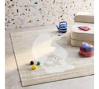 Tapis enfant beige / crème, tapis intérieur oursons, poils ras beige 80X150