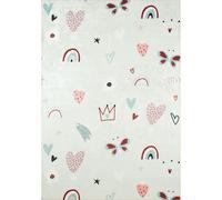Tapis enfant coeur et arc en ciel rose p