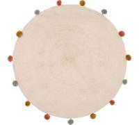 Tapis enfant - coton et pompons - beige - D90 cm - Atmosphera créateur d'intérieur