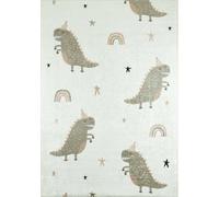 Tapis enfant dinosaures happy en polyester vert 160X230