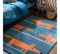 Tapis enfant fait à la main en laine mr fox bleu 120X180