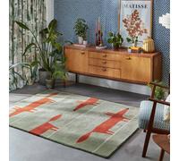 Tapis enfant fait à la main en laine mr fox vert 120X180