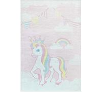 Tapis Enfant - Licorne - 80x150cm - Antidérapant - Lavable en machine - Polyester doux