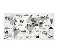 Tapis Enfant "Mappemonde" 70x140cm Blanc & Gris