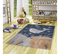 Tapis Enfant Maui Kids Dinosaures Vert Bleu - Tapis Doux de Jeu avec Motifs de Dinosaures pour Chambre d'enfant et Salle de Jeux, Facile à Nettoyer et Couleurs Vives