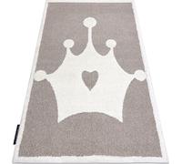 Tapis enfant moderne JOY Crown, couronne pour enfants - structurel deux niveaux de polaire beige / crème beige 140x190 cm