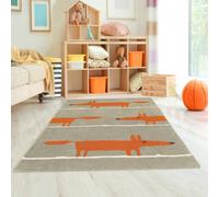 Tapis Enfant Mr Fox En Laine Fait Main Orange 120X180