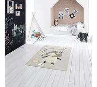 Tapis Enfant Ourson, Tapis rectangulaire à Poils Courts, idéal pour la Chambre d'enfant - Salle de Jeu, Facile d'entretien - résistant aux tâches, Polypropylène, 120x170 cm, Gris - Multicolore