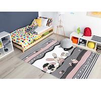 Tapis enfant Petit pour chambre de bébé, tapis de jeux, chambres d'enfants, Animaux de ferme rose 120x170 cm