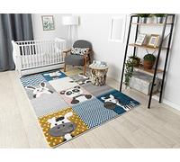 Tapis enfant Petit pour chambre de bébé, tapis de jeux, chambres d'enfants, Animaux de zoo sahne gris 200x290 cm