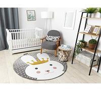 Tapis enfant Petit pour chambre de bébé, tapis de jeux, chambres d'enfants, BUNNY gris cercle 160cm
