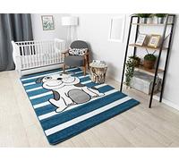 Tapis enfant Petit pour chambre de bébé, tapis de jeux, chambres d'enfants, Chien chiot bleu 160x220 cm
