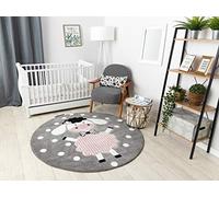 Tapis enfant Petit pour chambre de bébé, tapis de jeux, chambres d'enfants, Dolly gris cercle 140cm