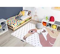 Tapis enfant Petit pour chambre de bébé, tapis de jeux, chambres d'enfants, Flamants Coeurs blanc 140x190 cm