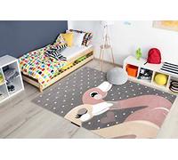 Tapis enfant Petit pour chambre de bébé, tapis de jeux, chambres d'enfants, Flamants Coeurs gris 200x290 cm