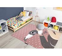 Tapis enfant Petit pour chambre de bébé, tapis de jeux, chambres d'enfants, Flamants Coeurs rose 160x220 cm