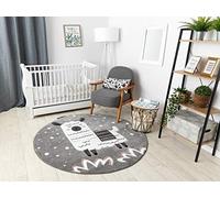 Tapis enfant Petit pour chambre de bébé, tapis de jeux, chambres d'enfants, Lama gris cercle 140cm