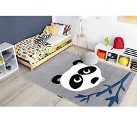 Tapis enfant Petit pour chambre de bébé, tapis de jeux, chambres d'enfants, Panda gris 140x190 cm