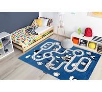 Tapis enfant Petit pour chambre de bébé, tapis de jeux, chambres d'enfants, Town ville RUES bleu 80x150 cm