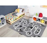 Tapis enfant Petit pour chambre de bébé, tapis de jeux, chambres d'enfants, Town ville RUES gris 80x150 cm