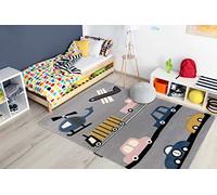 Tapis enfant Petit pour chambre de bébé, tapis de jeux, chambres d'enfants, Voitures jouets gris 200x290 cm