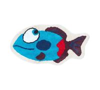 Tapis enfant - Poisson Bleu - 100% coton - Asymétrique - 75 cm - Motifs pois