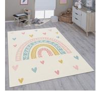 Tapis enfant rond - Paco Home - 120 cm - Crème - Éléphant, lama - Polypropylène - Lavable - Tressé - Poils ras