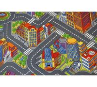 Tapis enfant RUELLES BIG CITY GRANDE VILLE gris gris 150x500 cm