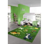 Tapis Enfant Tapis Dinosaure pépinière Jungle Volcan en Vert Größe 160 cm Rund