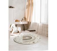 the carpet Beat Kids Tapis Moderne et Doux pour Enfant, Facile d'entretien, Couleurs résistantes, Motif Arc-en-Ciel, crème, 160 cm, Rond