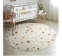 Tapis Enfant - THE CARPET - Beat Kids - Rond 160x160cm - Crème - Facile d'entretien
