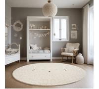 the carpet Elisa Kids Tapis pour Chambre d'enfant, Tapis pour Enfant, Tapis de Jeu, Facile d'entretien, résistant, crème, 160 cm Rond
