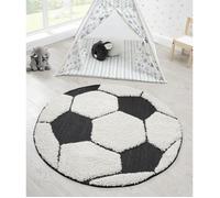 Tapis Enfant - THE CARPET - Lou - 3D Football - Noir-Crème - 120 cm