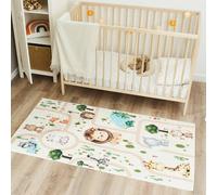 Tapis enfant tissé motif animaux celesta beige 80X150
