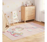 Tapis Enfants Antidérapant Lavable Moquette Rose 160x230 cm Licorne vidaXL