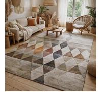 tapis entrée 40x60 tissé beige rectangle motif géométrique LYN8 BELO 19