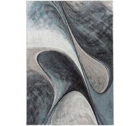tapis entrée 40x60 tissé bleu et gris rectangle motif géométrique LYN8 MADILA