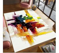 tapis entrée 40x60 tissé crème rectangle motif abstrait LYN8 BELO 3