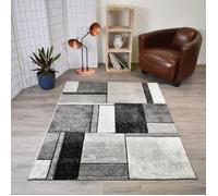 tapis entrée 40x60 tissé gris rectangle motif géométrique LYN8 GEOME