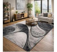 tapis entrée 40x60 tissé gris rectangle motif géométrique LYN8 MADILA