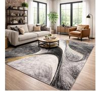 tapis entrée 40x60 tissé jaune et gris rectangle motif géométrique LYN8 MADILA