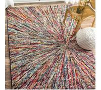 tapis entrée 40x60 tissé multicolore rectangle motif ethnique LYN6 IMPACT